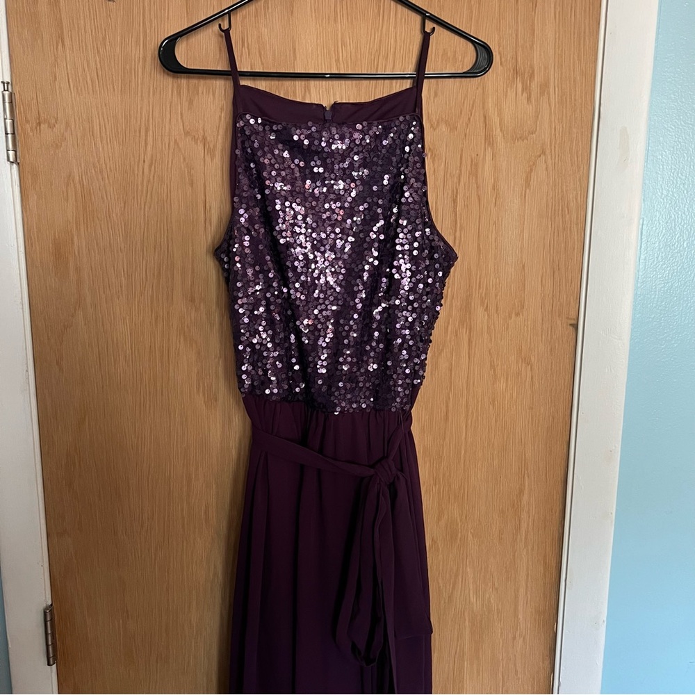 Reverie Evening Gown Prom Dress Wedding Maxi Sequins Lined Purple Women's Sz 16